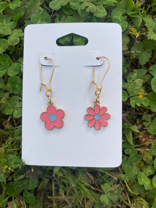 Daisy Flower Charm Earrings