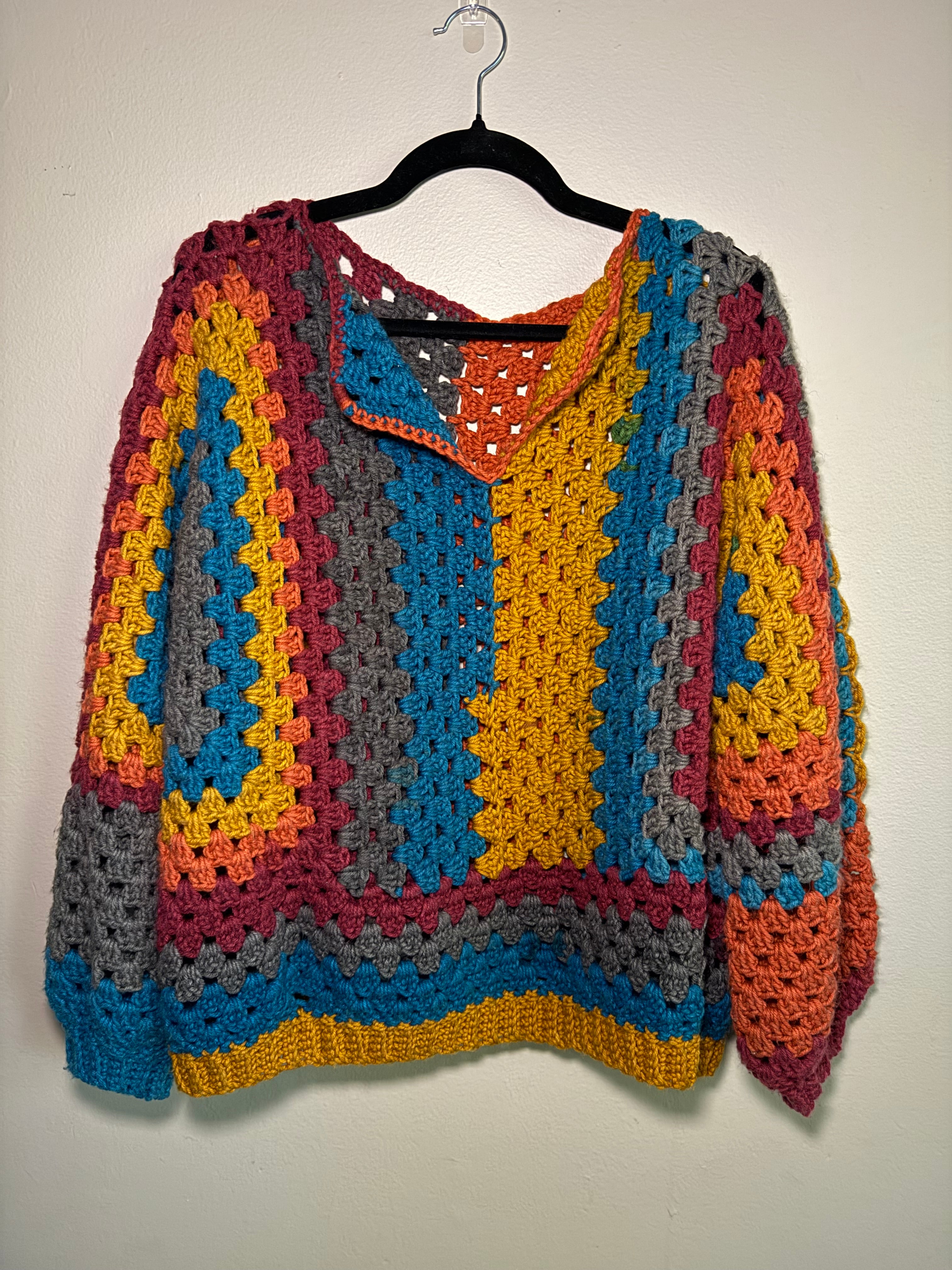 Crochet Oversized Granny Hexagon Pullover